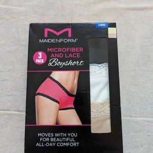 MAIDENFORM LADIES LACE BOYSHORT 3-PACK